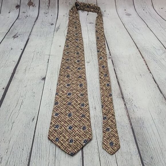 Vintage Italian Silk Blue Flower Basket Weave Tie - Picture 7 of 10